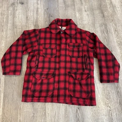 Vintage Woolrich 523 Mackinaw Jacket Buffalo Plaid Insulated Wool Hunting Sz 44 - Image 1 of 4