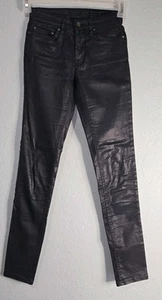 AllSaints Mast FIt Ladies Black Leather Biker Trousers W 24 - Picture 1 of 11