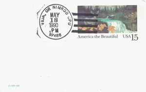 1990 Nimrod CPU, Vida, Oregon Crisp 4-bar Cancel on a 15¢ Postal Card ~ - Picture 1 of 1