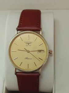 9ct gold Longines Presence quartz men’s watch - excelent condition, Longines box - Picture 1 of 6