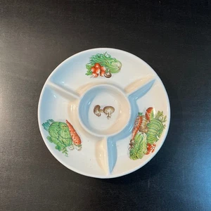 Vintage Vegetable Mushroom Pumpkin Ceramic Divided Serving Dish Appetizer Plate - Picture 1 of 4