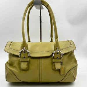 Vintage Coach Shoulder Hand bag Soho 9636 Green Leather Y2K Mini Hobo Purse - Picture 1 of 11