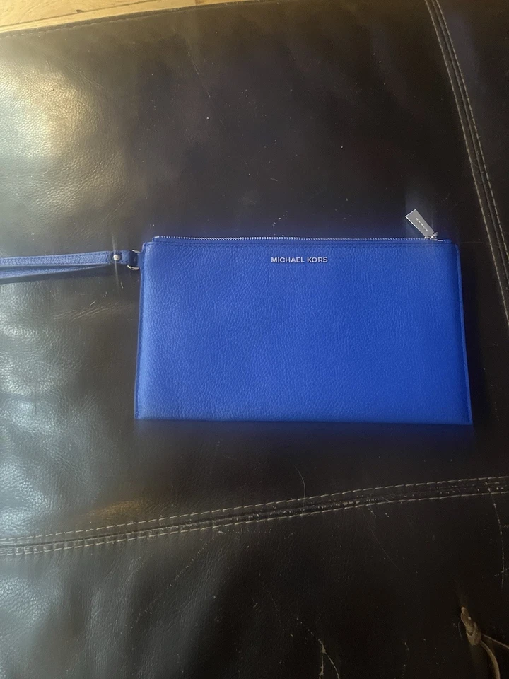 NUEVO CON ETIQUETAS MICHAEL KORS BEDFORD BOLSO DE MANO GRANDE CON CREMALLERA CUERO AZUL CIELO Foto 1 de 3