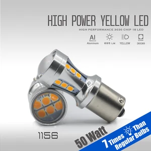 Luces traseras de freno de señal de giro ámbar LED de alta potencia 1156 2018 50 W bombillas - Imagen 1 de 7