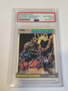Mavs Rolando Blackman Signed 1987-88 #12 Card Auto  PSA/DNA Authenticated 