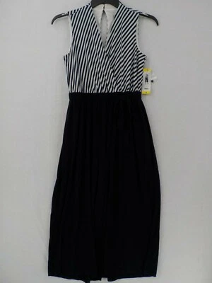 Mono corto Sandra Darren para mujer talla S azul marino marfil elástico en la cintura bolsillos nuevo con etiquetas sin etiquetas Foto 1 de 4