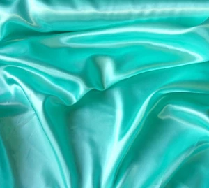 Green Ocean Aqua Medium Satin Fabric Polyester 58" Charmeuse By The Yard - Picture 1 of 3