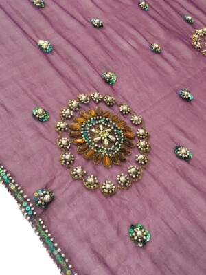Georgette Dupatta Scarf Vintage Indian Embroidered Long Stole For Woman LD7236 - Image 1 of 4