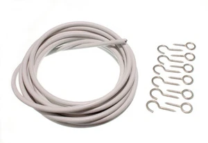 Gardinennetz Spreizdraht 3 Meter 3m mit 6 Haken & 6 Ösen CP - Bild 1 von 1