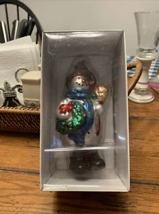 Dept 56 Christmas Hand-Painted Mercury Glass Snowman Ornament - Picture 1 of 7