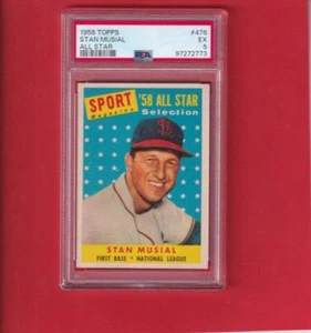 1958 Topps #476 Stan Musial AS PSA 5 EX Excellent St. Louis Cardinals #31091 - Picture 1 of 2