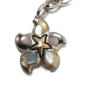 Eric Grossbardt 18k Gold/Sterling Silver MOP Inlay Star Fish Charm Link Bracelet - Picture 1 of 12