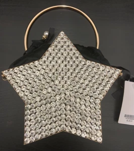 J Brand Metal Star Crystal Bag Rhinestone Clutch Mini Purse Drawstring Pearl - Bild 1 von 11