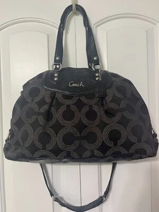 Coach schwarz gepunktete Op Art ASHLEY Lackleder Schulter Carry All Bag F20049 - Bild 1 von 9