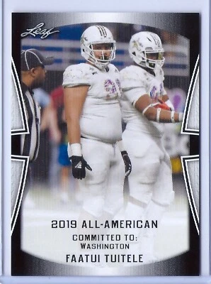 FAATUI TUITELE 2019 LEAF "1ST EVER PRINTED ALL-AMERICAN ROOKIE CARD! WASHINGTON! - Image 1 of 2