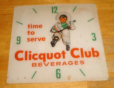 Original 1960's Pam Clicquot Club Soda Lighted Clock Glass Panel / Dial Vintage - Image 1 of 4