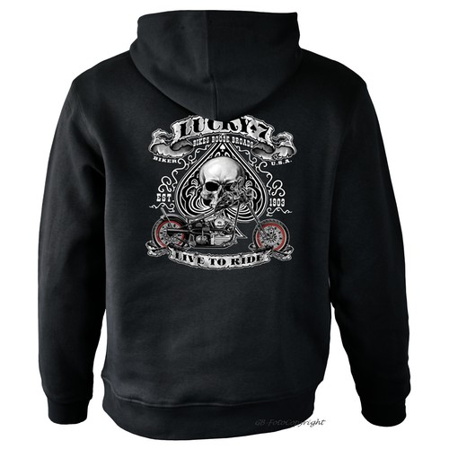 SACAI Felpa chopper biker USA motivo moto felpa con cappuccio rocker teschio *4240 x
