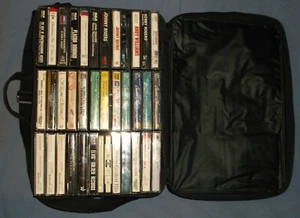 BMI CASSETTE TAPES TRAVEL BAG 36 STORAGE CASE BLACK SOFT SIDE STRAP USED TAPES - Picture 1 of 5