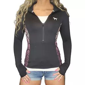 Camicia rosa Victorias Secret donna piccola nera rosa ombreggiata manica lunga allenamento - Foto 1 di 12