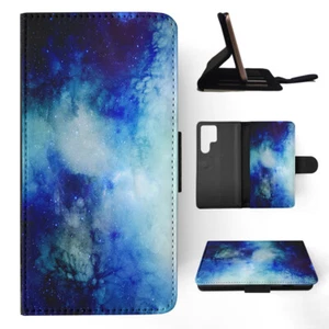 FLIP CASE FOR SAMSUNG GALAXY|WATERCOLOR SPACE BLUE ART 1 - Picture 1 of 120