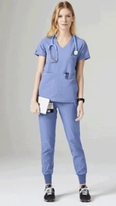 New Figs FION Lekei Utility Top Callao Jogger Pant Scrub Set Big Sky Blue S M - Picture 1 of 7
