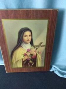 Cuadro Vintage de Santa Teresa de Lisieux Niño Jesús Rosas Carmelitas Laminado - Imagen 1 de 2