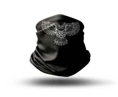 Washable Fabric Face Cover Neck Gaiter With Unique Print Owl Design EU Made - Image 1 of 4