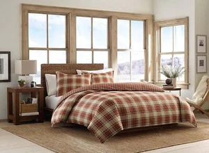 Eddie Bauer - Queen Duvet Cover Set, Reversible Cotton Bedding Queen, Red  - Picture 1 of 4