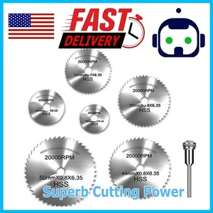 7X HSS Circular Saw Blade Set For Drill Dremel Rotary Tool Cutting Wheel Discs - Picture 1 of 11