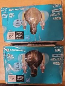 (2) Ecosmart 40 W Dimmable ENERGY STAR Filament LED Light Bulb Daylight 3 Pack - Picture 1 of 1
