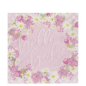 Pink Hello Baby Paper Dinner Napkins Baby Shower Party Supplies 50 Count - Picture 1 of 1