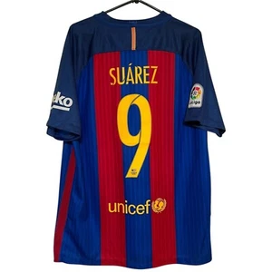 #9 Suarez FC Barcelona Nike Home Jersey 2016/2017 Size LARGE Official New - Picture 1 of 13