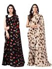 Women's Printed Georgette Saree with Unstitched Blouse Piece, Combo Pack of 2_BL
