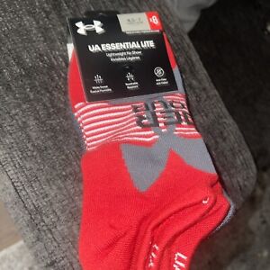 Under Armour Essential Lite NS Socks 6Pk Red/Pitch Grey/Black,Youth Size M 4.5-7