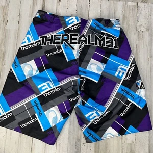 The Realm Herren Boardshorts Gr. 32 schwarz blau Badehose Strand Schwimmtasche - Bild 1 von 10