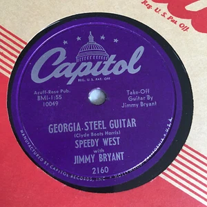 78 rpm SPEEDY WEST JIMMY BRYANT Midnight JUKEBOX Record 1952' CAPITOL w Sleeve - Picture 1 of 7