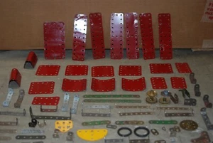 Meccano Lot #17 Chain Links, Plates, Metal Wheels, Pulleys and More Used - Picture 1 of 9