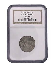 2006-P North Dakota Satin Finish Quarter – NGC MS66 SMS Coin - Picture 1 of 2