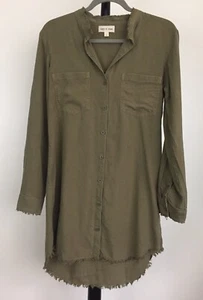 Cloth and Stone size S boxy fit long button down shirt khaki - Picture 1 of 5