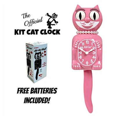 PINK SATIN LADY KIT CAT CLOCK 15.5" Free Battery USA MADE Official Kit-Cat Klock - Image 1 of 4