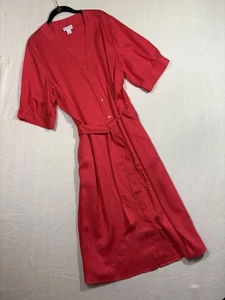 Neu wie Claiborne Kleid Größe 18 Knopfleiste Kragenlos Stoffgürtel 100% Tencel - Bild 1 von 10