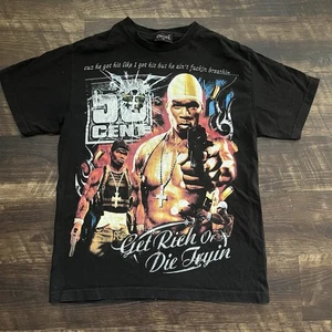 50 Cent Dbruze AOP Get Rich Or Die Tryin AOP Retro Rap Tee Ship Hop Shirt Medium - Bild 1 von 7