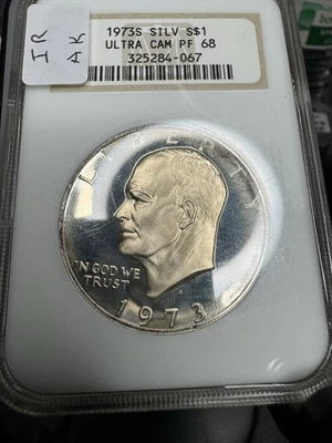 Eisenhower Dollar 1973-S Silver NGC Fatty PR68 DCAM Silver: Toned - Image 1 of 2