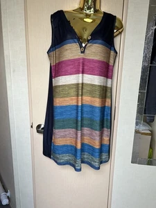 Striped Size 10/12 T-shirt Dress With Top Front Button Opening - Picture 1 of 4