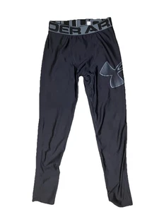 Under Armor Compression Leggings Youth XL Activewear Heat Gear Black Logo Design - Picture 1 of 10