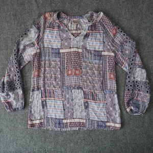 Como Vintage Paisley Patchwork Peasant Blouse Women's Medium Long Sleeve - Picture 1 of 8