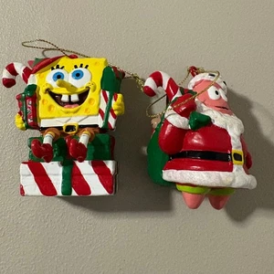 Spongebob and Patrick Christmas Ornaments Set Figurine Candy Cane Holiday Decor - Picture 1 of 10