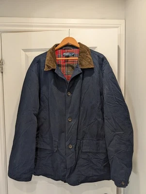 Vtg Polo Ralph Lauren Jacket Chore Barn Field Canvas Plaid Lined Mens XL - Image 1 of 4