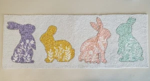 Wildblossom Hand Beaded Table Runner Floral Bunny Easter & Spring 13"x36" India - Picture 1 of 10