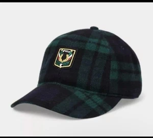 Polo Ralph Lauren Plaid Wool Blend Uni Crest Shield Cap Hat Green RRL Hunt Aztec - Picture 1 of 10